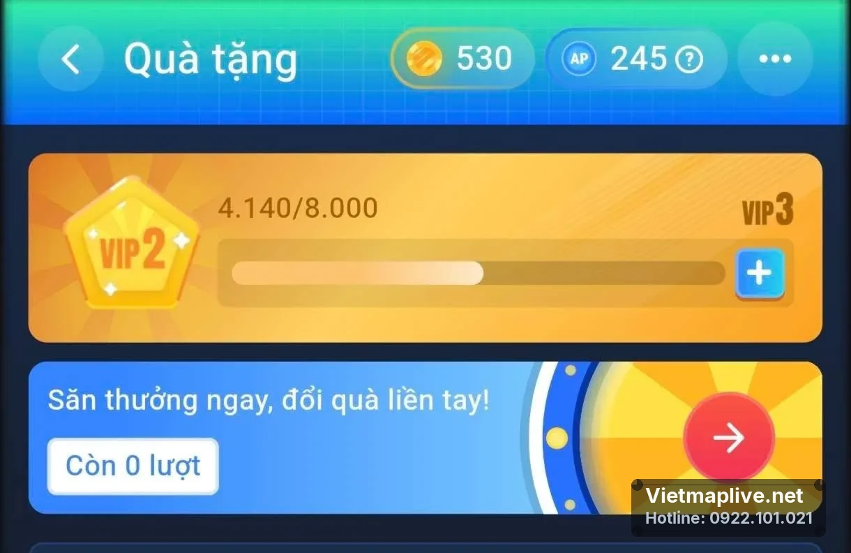 Hộp quà điểm danh trên VietMap Live với phần thưởng giá trị