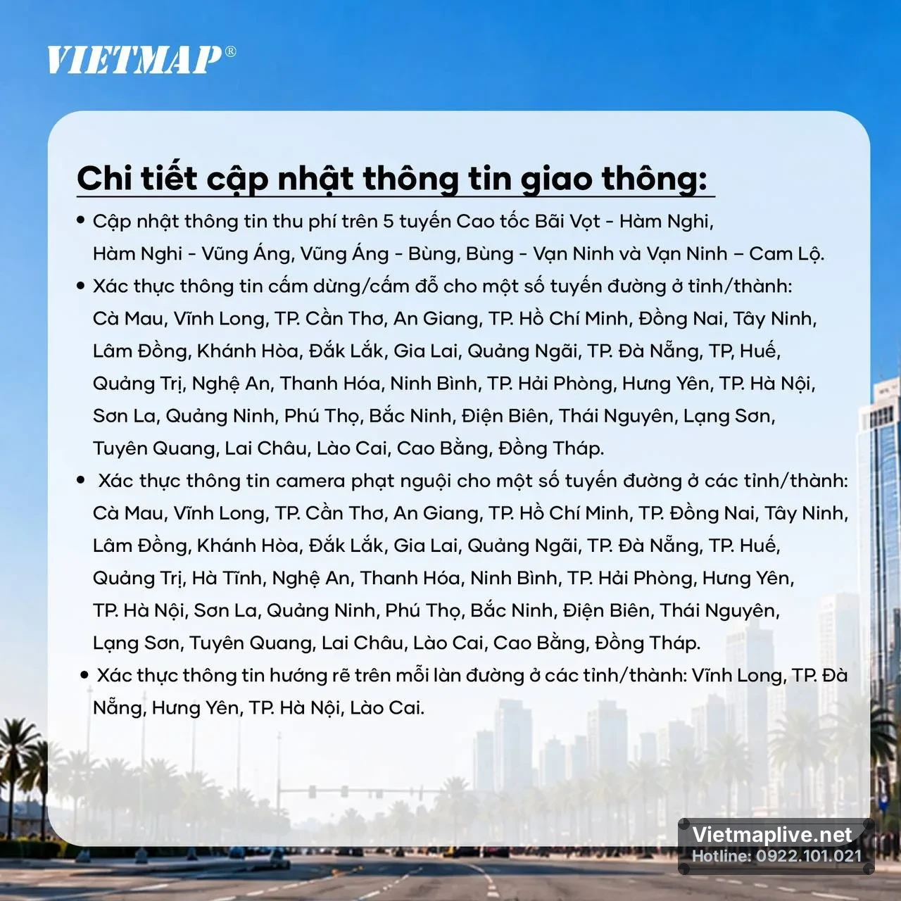 Hệ thống camera giao thông mới trên VietMap Live