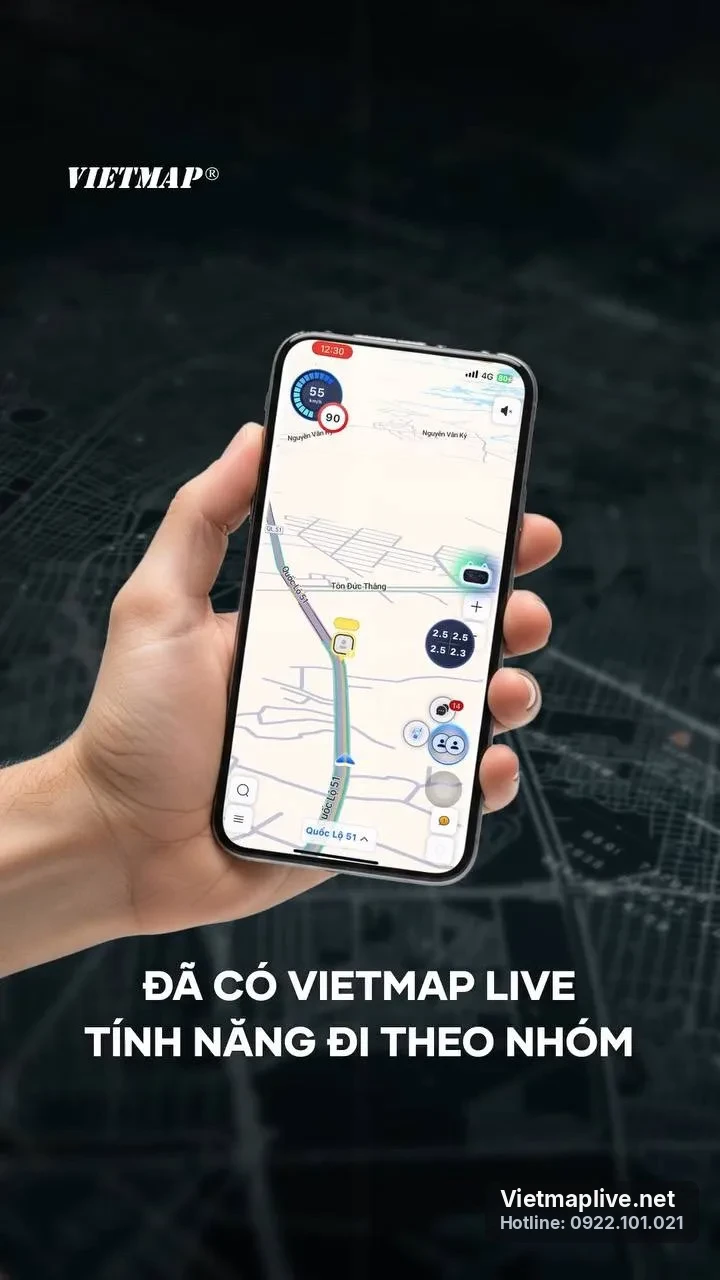 Hình ảnh tính năng bám sát lộ trình chung trên VietMap Live
