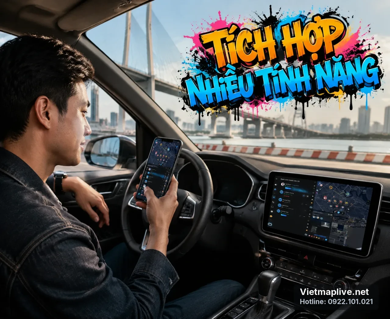 Giao diện VietMap Live trên màn hình xe ô tô hiện đại