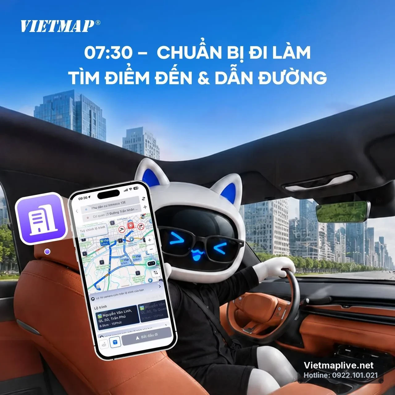 Giao diện VietMap Live tìm kiếm và dẫn đường trên điện thoại