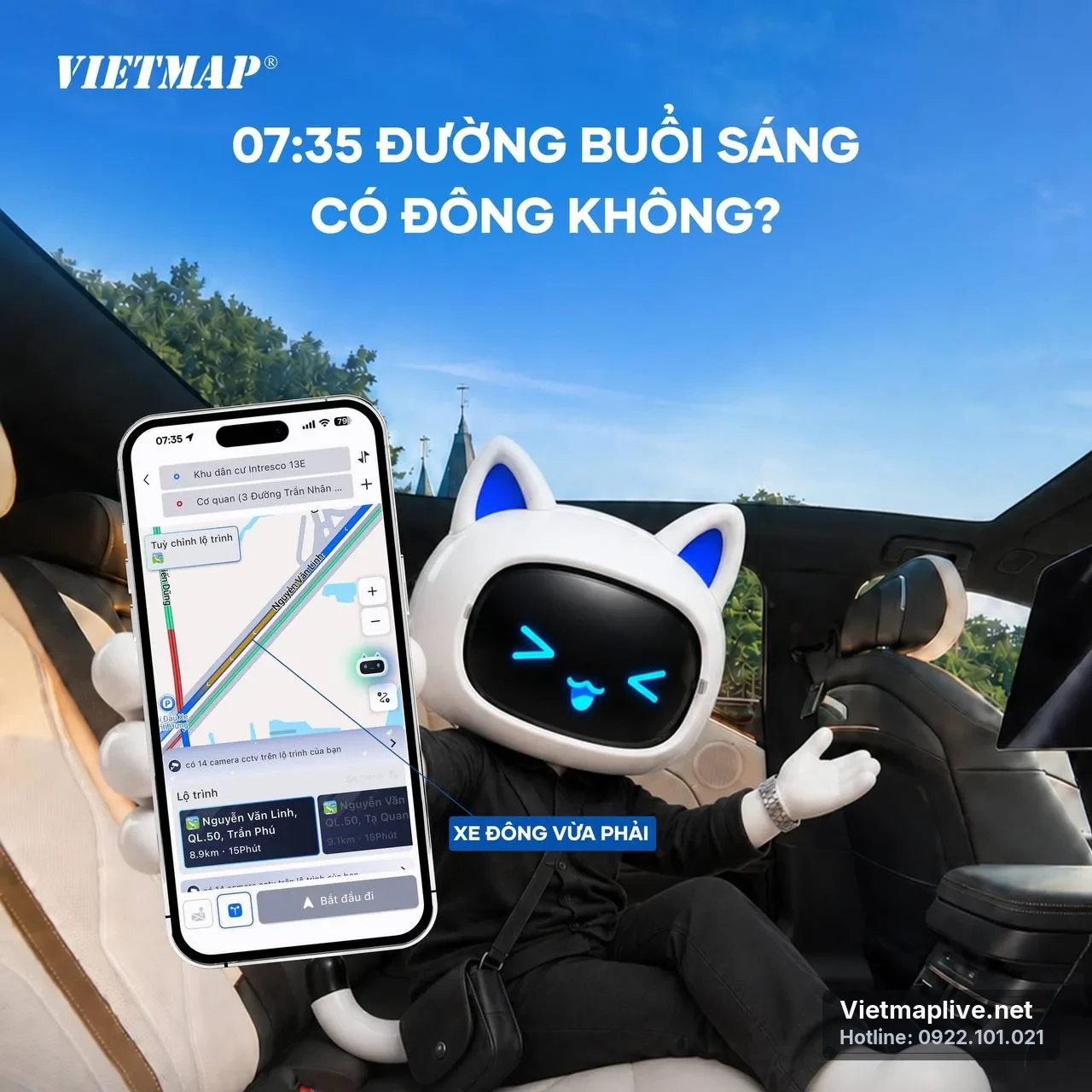 Giao diện VietMap Live hiển thị tình trạng giao thông thực tế