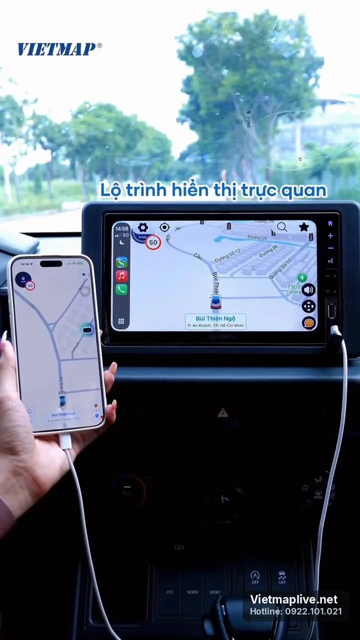 Hiển thị lộ trình trực quan trên màn hình trung tâm ô tô