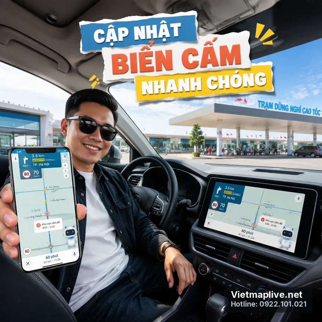 Điện thoại hiển thị biển cấm dừng đỗ trên bản đồ