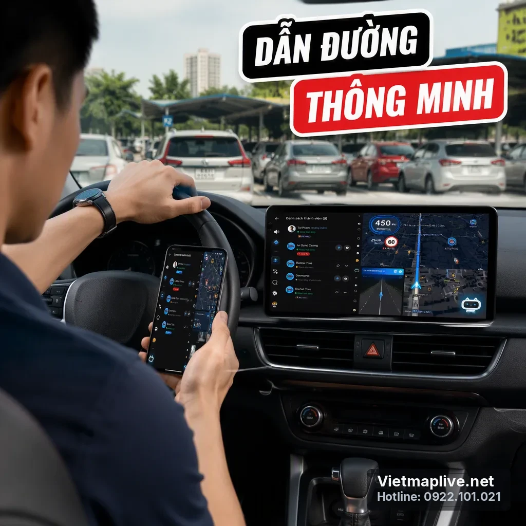 Cảnh dẫn đường thông minh với VietMap Live trên màn hình xe